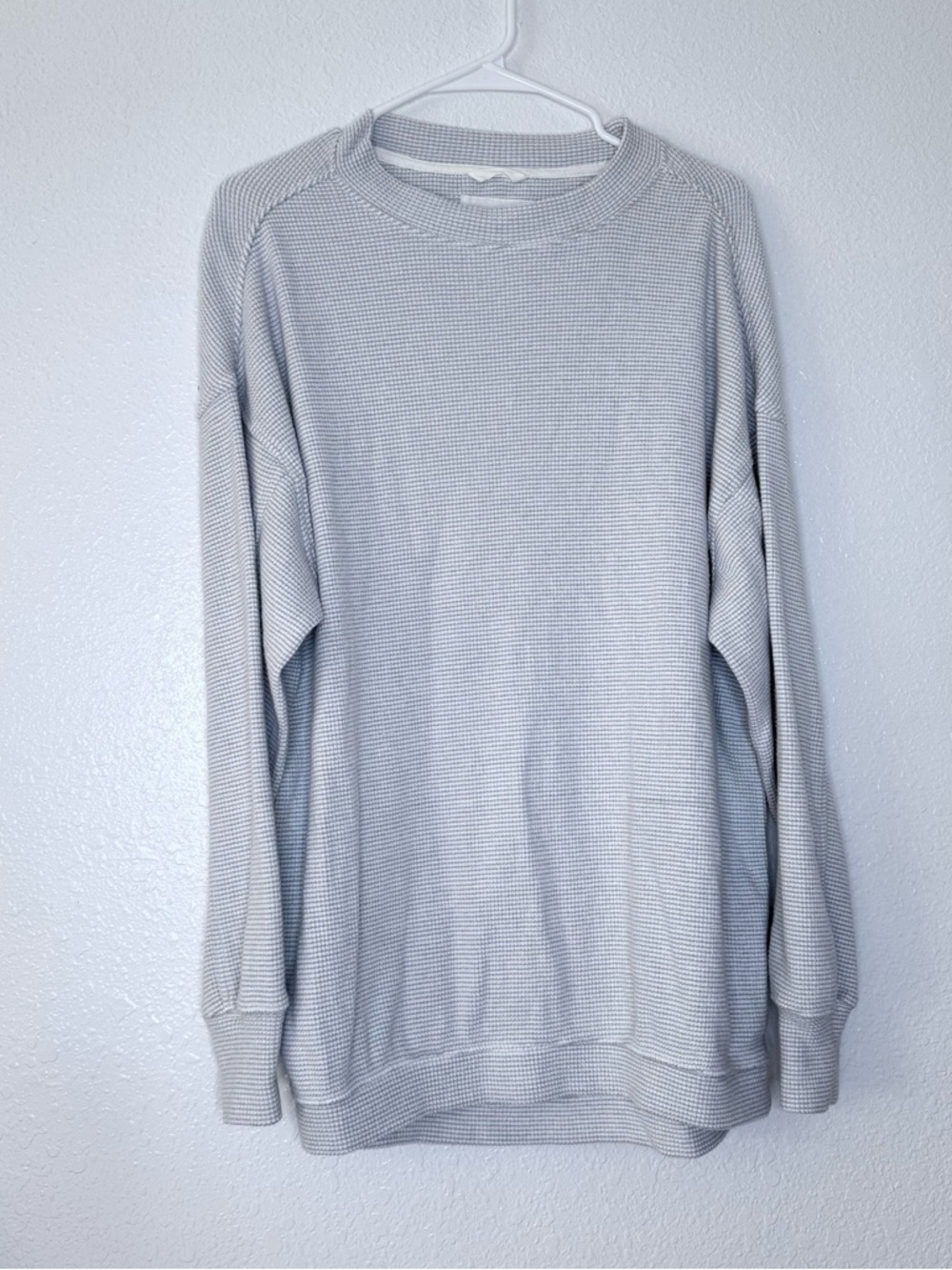Aerie Waffles Knit Drop Shoulder Oversized Pullover Crew Neck Sweater Small